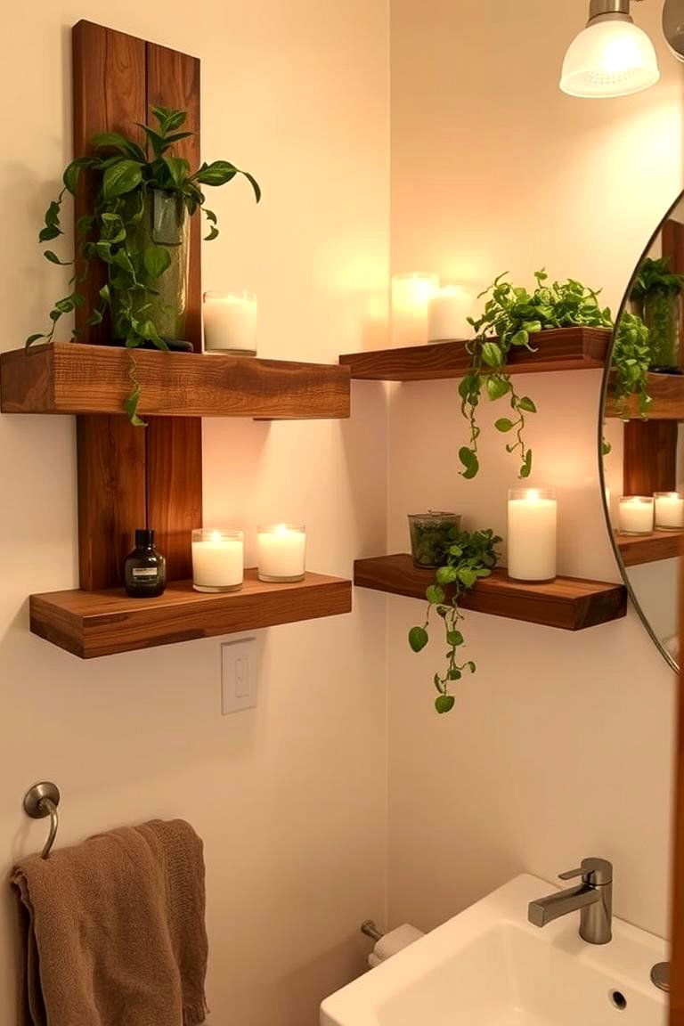 Reclaimed Wood Shelves for an Eco Friendly Touch - 24 Bathroom Shelf Ideas