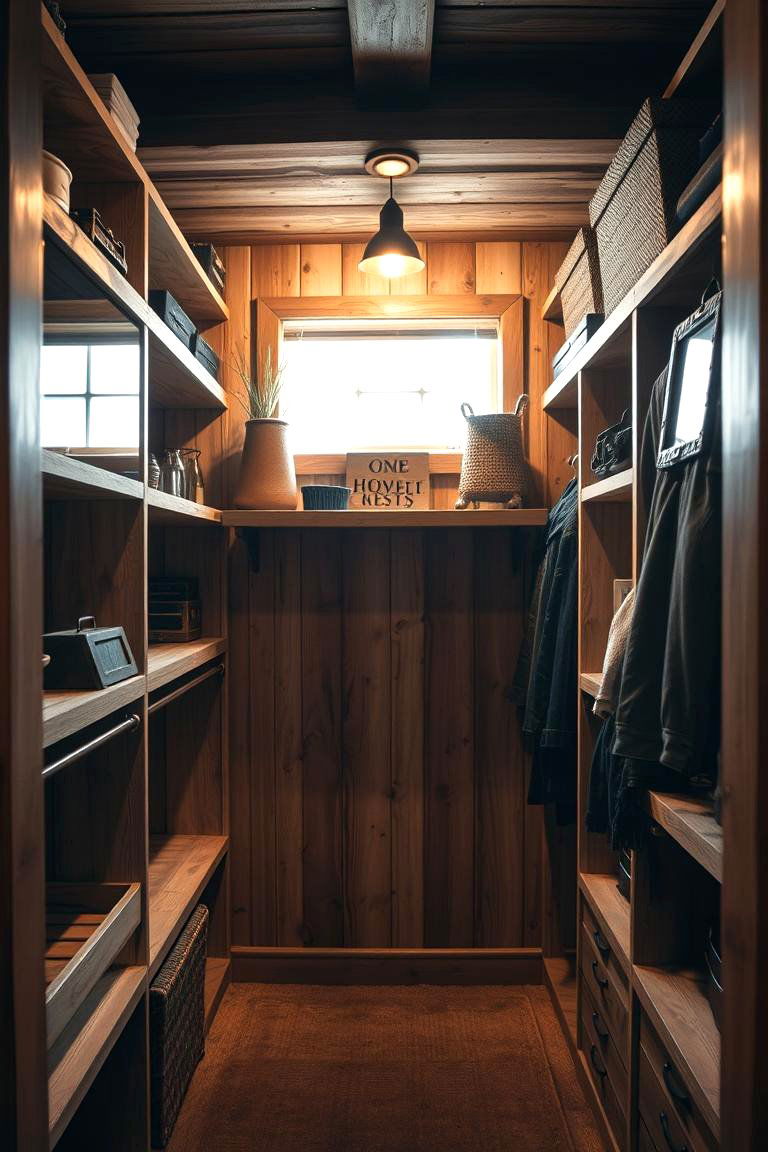 Reclaimed Wood Shelving System - 24 Rustic Closet Ideas
