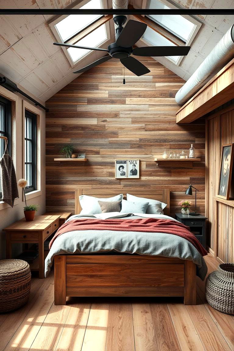Reclaimed Wood Warmth - 24 Industrial Bedroom Ideas
