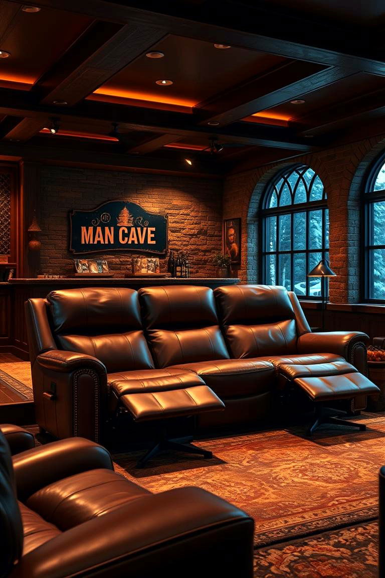 Reclining Leather Sofa Haven - 24 Man Cave Seating Ideas