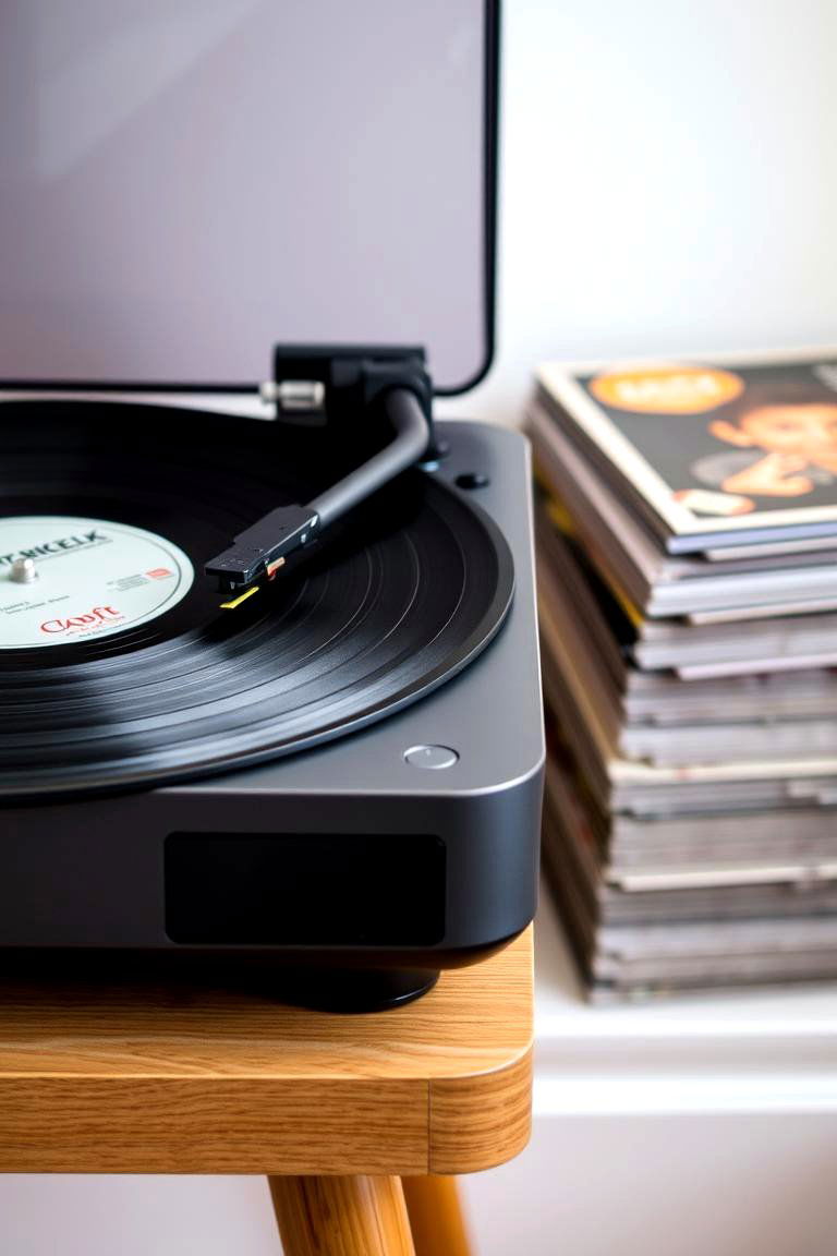 Record Player and Vinyl Collection - 24 Grunge Aesthetic Room Decor Ideas