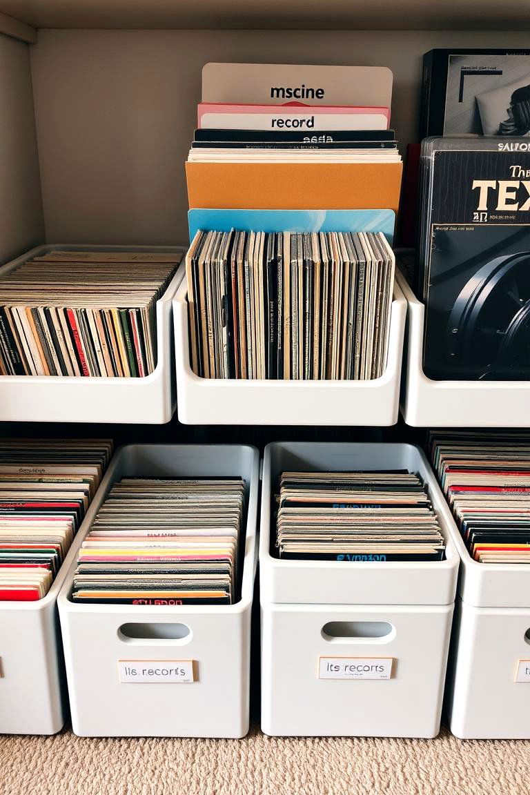 Record Storage Bins - 24 Vinyl Record Storage Ideas