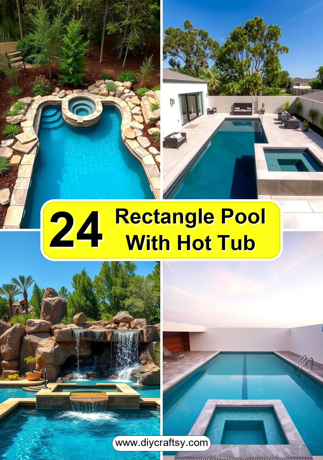 Rectangle Pool With Hot Tub