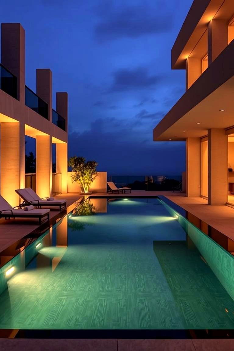 Rectangular Plunge Pool with Deck Chairs - 24 Small Pool Ideas