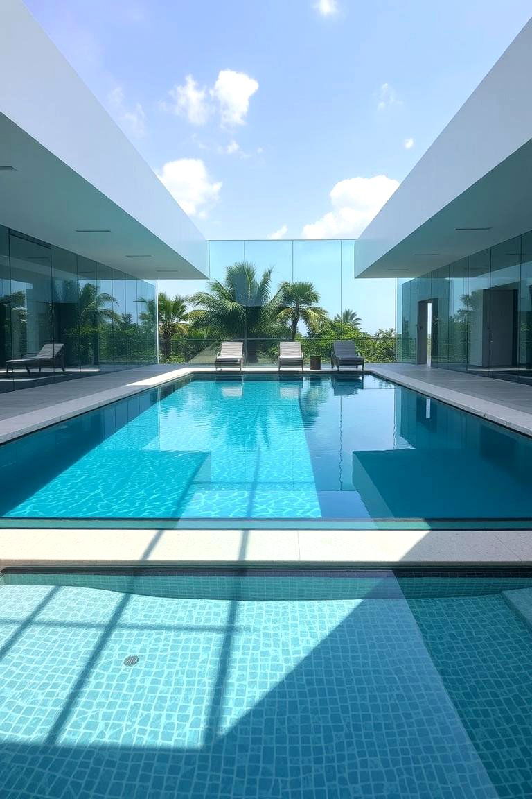 Rectangular Pool with Glass Walls - 24 Small Pool Ideas