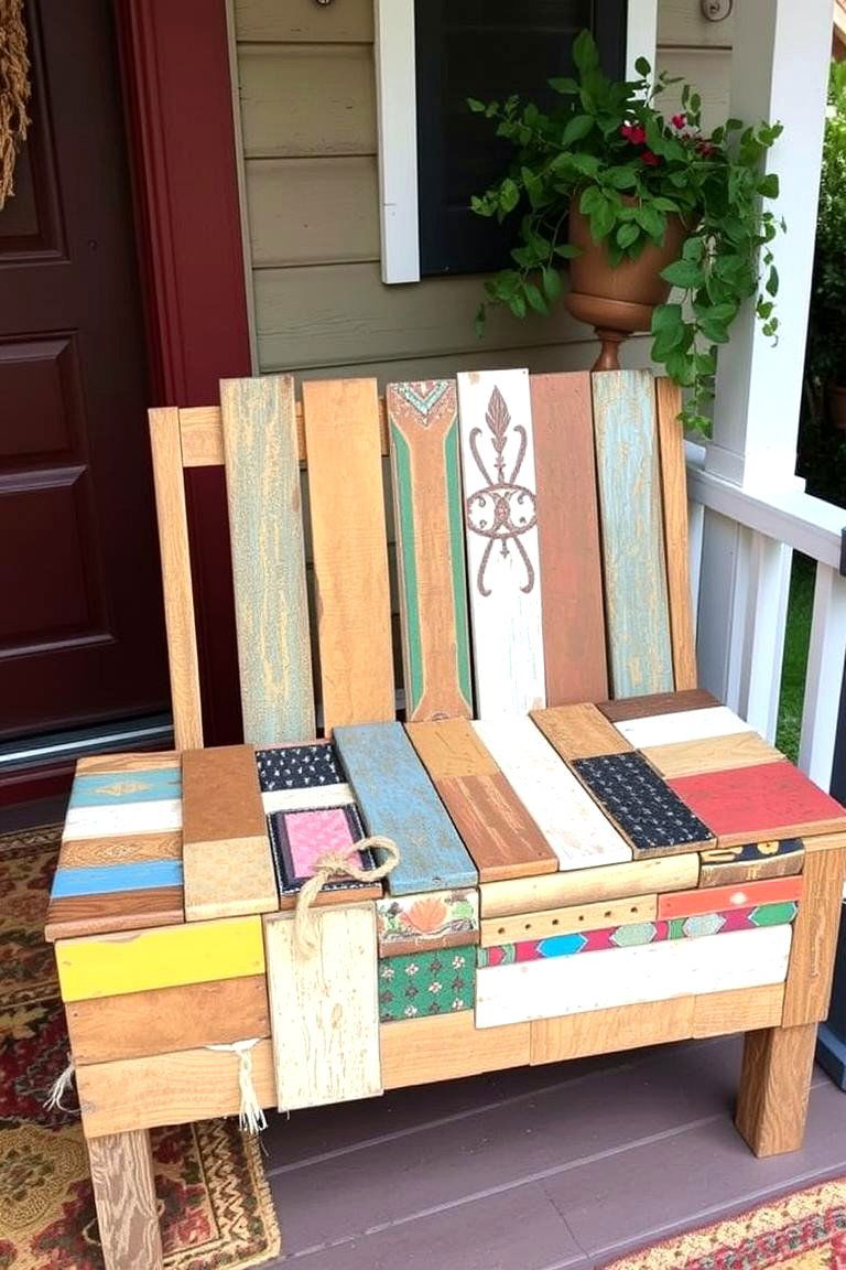 Recycled Bench for a Sustainable Porch - 24 Front Porch Bench Ideas