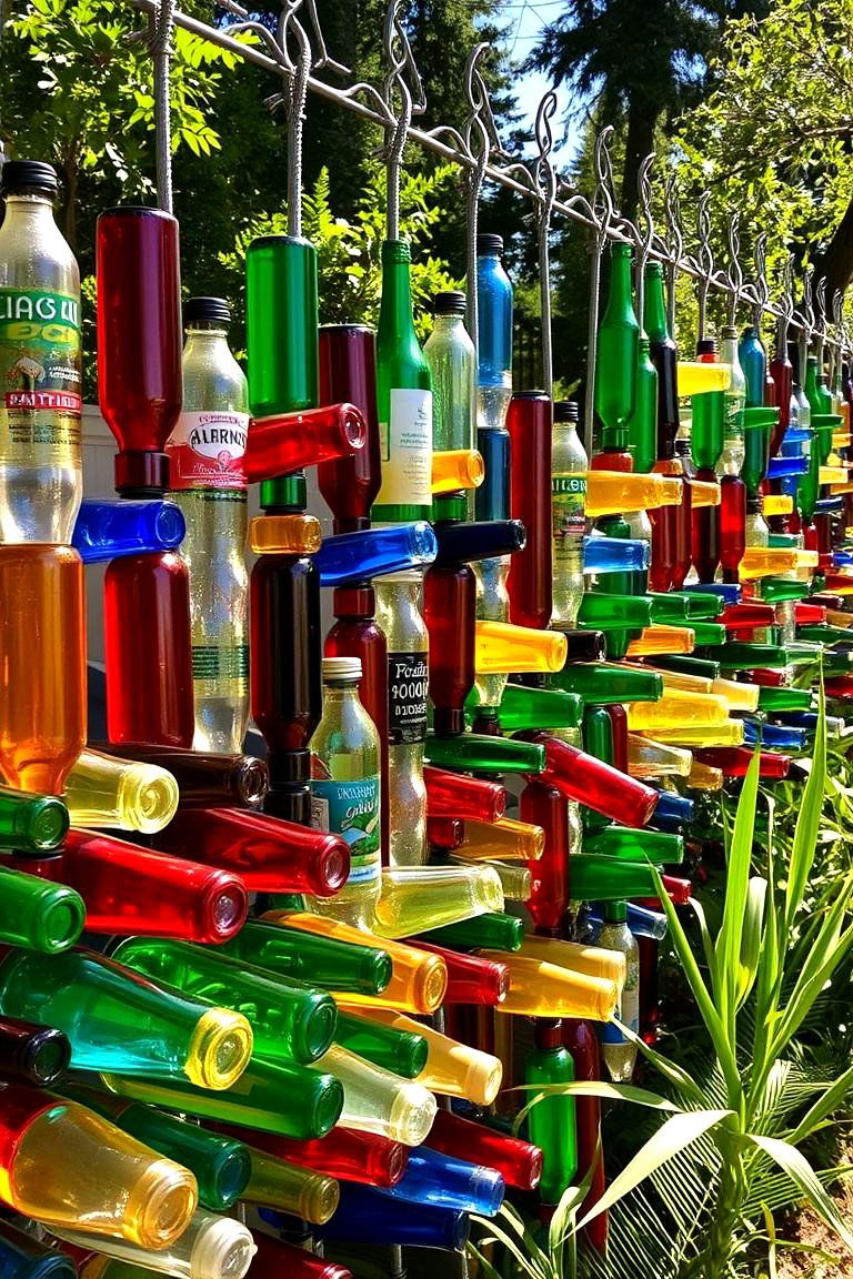 Recycled Bottle Fence Art - 24 Fence Art Ideas