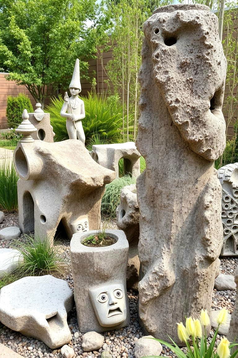 Recycled Concrete Garden Art Installations - 24 Concrete Garden Ideas