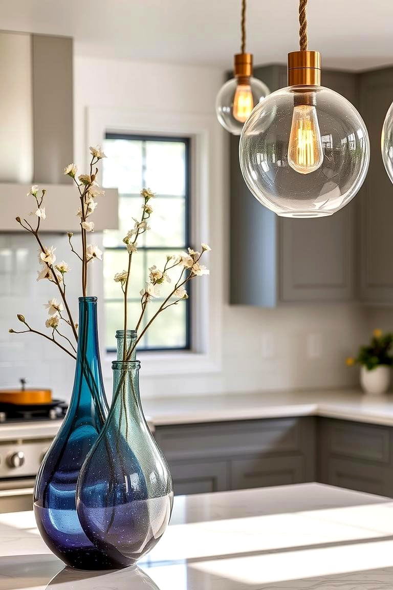 Recycled Glass Accents - 24 Earthy Kitchen Ideas