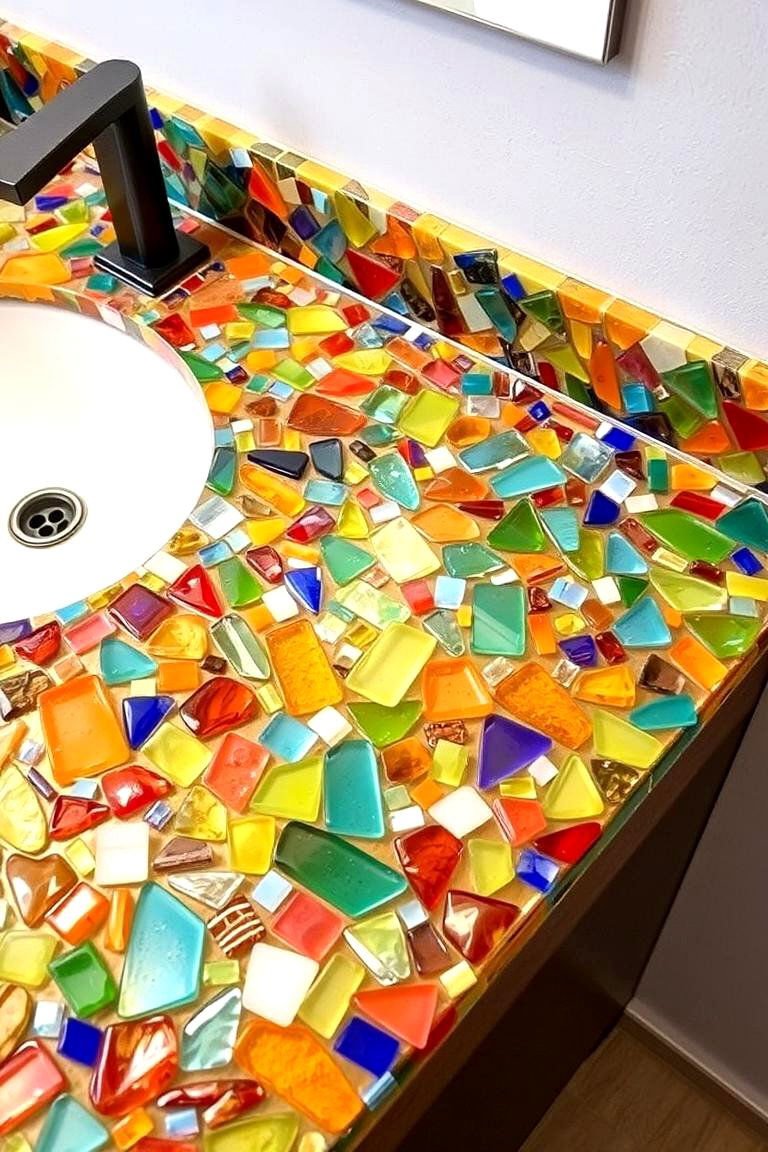 Recycled Glass Beauty - 24 Bathroom Countertop Ideas