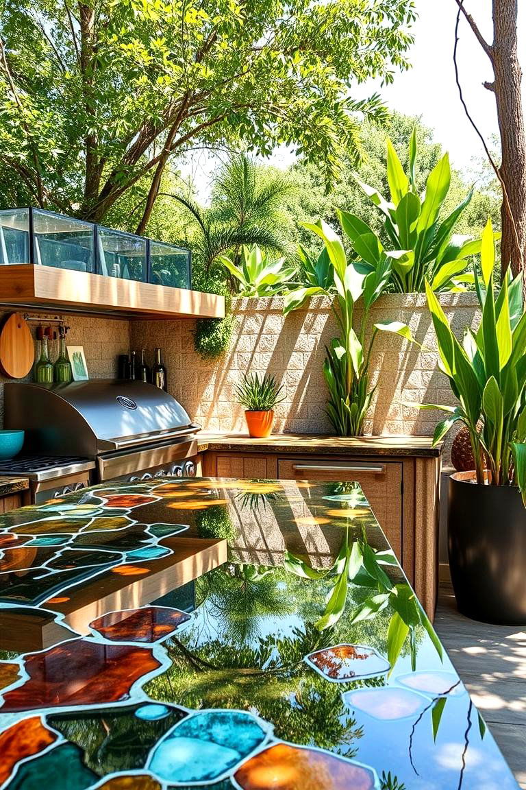 Recycled Glass Countertops - 24 Types of Outdoor Kitchen Countertops