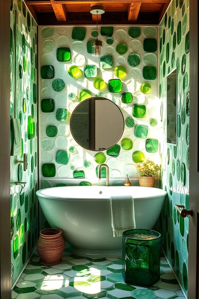 Recycled Glass Decor - 24 Greenhouse Bathroom Ideas