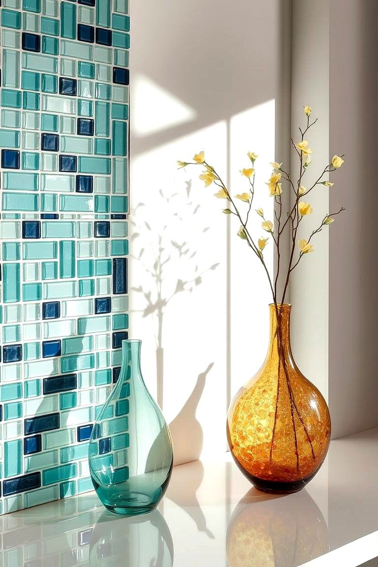 Recycled Glass Decor for a Sparkling Accent - 24 Small Green Bathroom Ideas