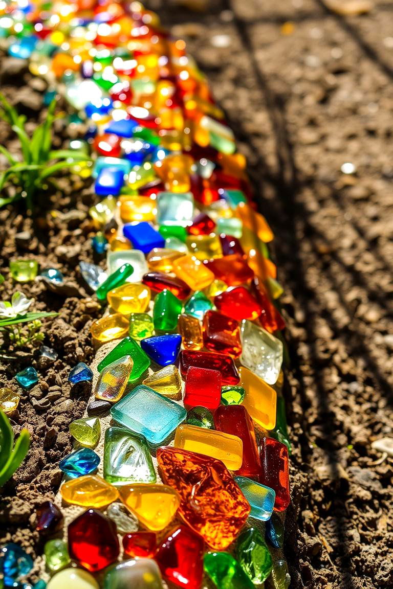 Recycled Glass Mosaic Border - 24 Recycled Garden Edging Ideas