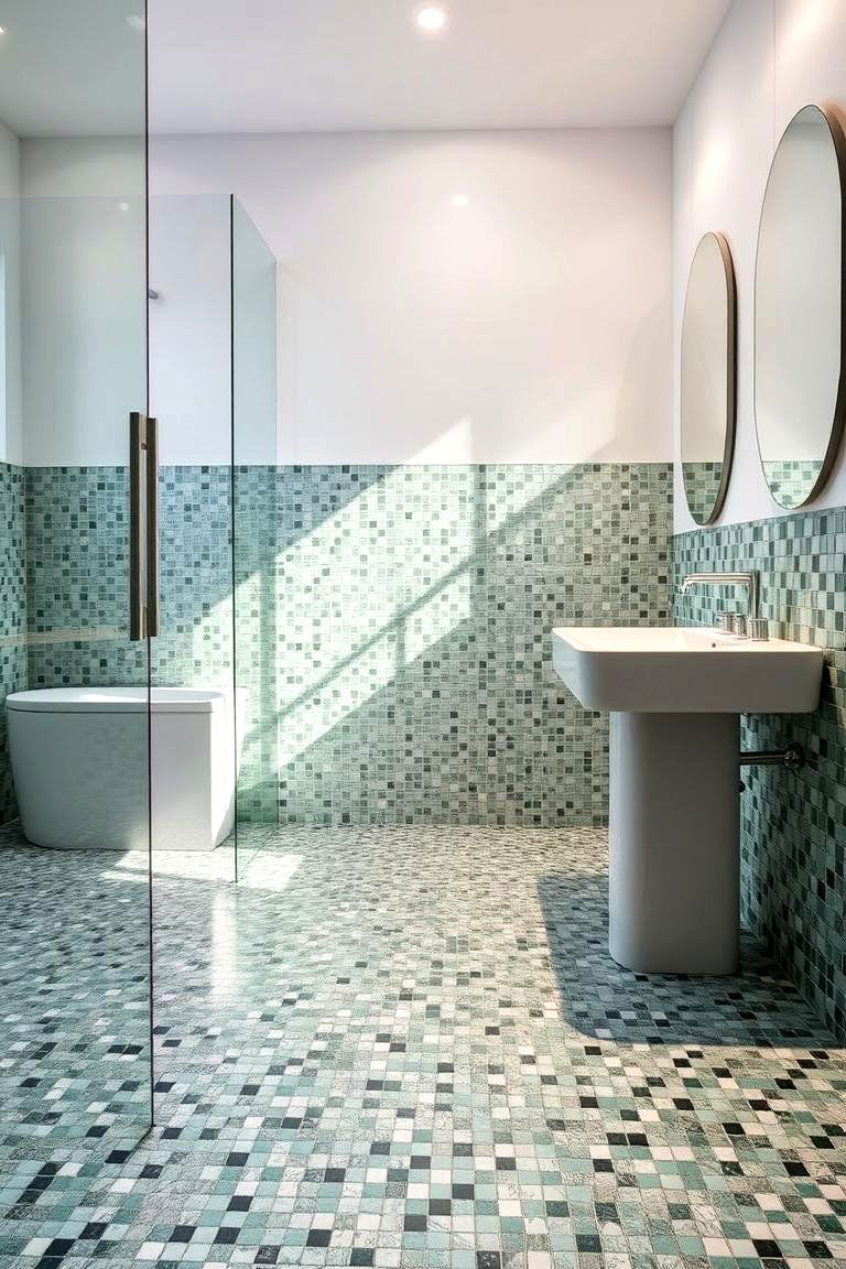 Recycled Glass Mosaic - 24 Bathroom Mosaic Floor Tile Ideas