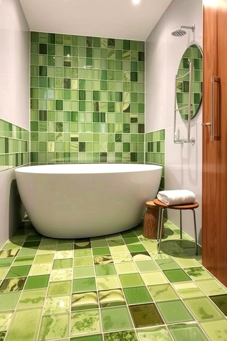 Recycled Green Glass Tiles - 24 Green Bathroom Tile Ideas