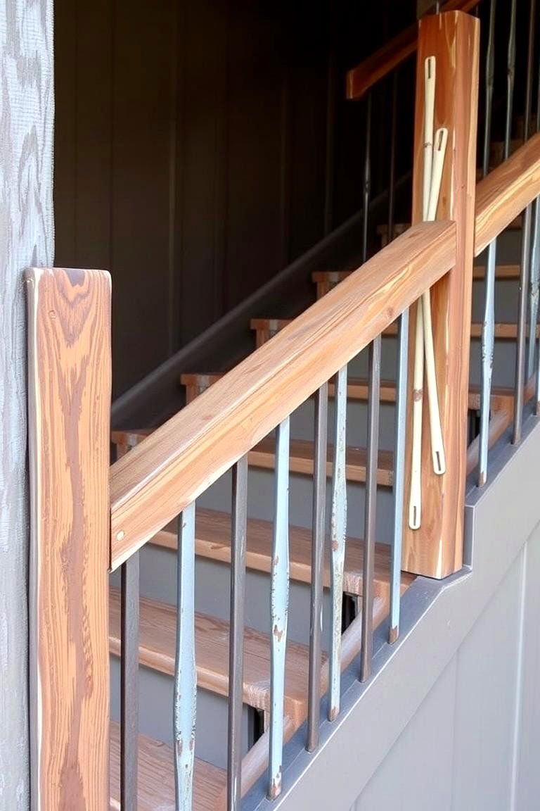 Recycled Metal Railings for an Eco Friendly Touch - 24 Farmhouse Rustic Stair Railing Ideas