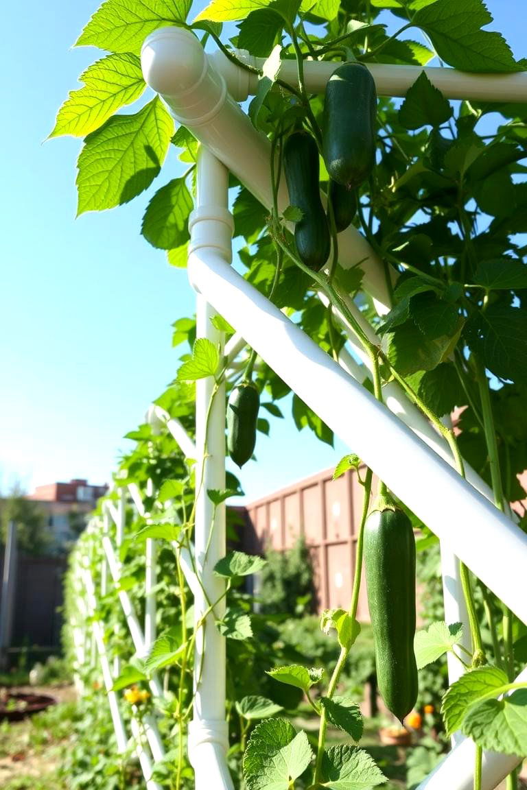 Recycled PVC Trellis for Cucumbers - 24 Cucumber Trellis Ideas