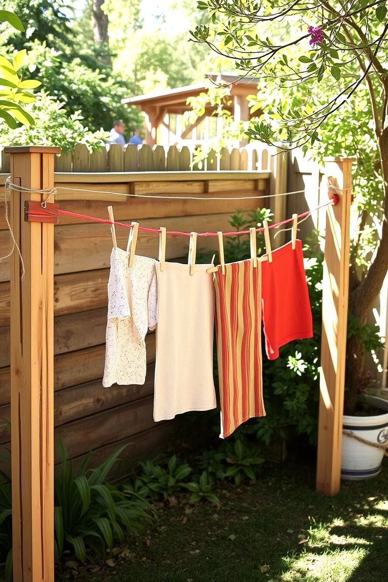 Recycled Pallet Clothesline - 24 Outdoor Clothesline Ideas