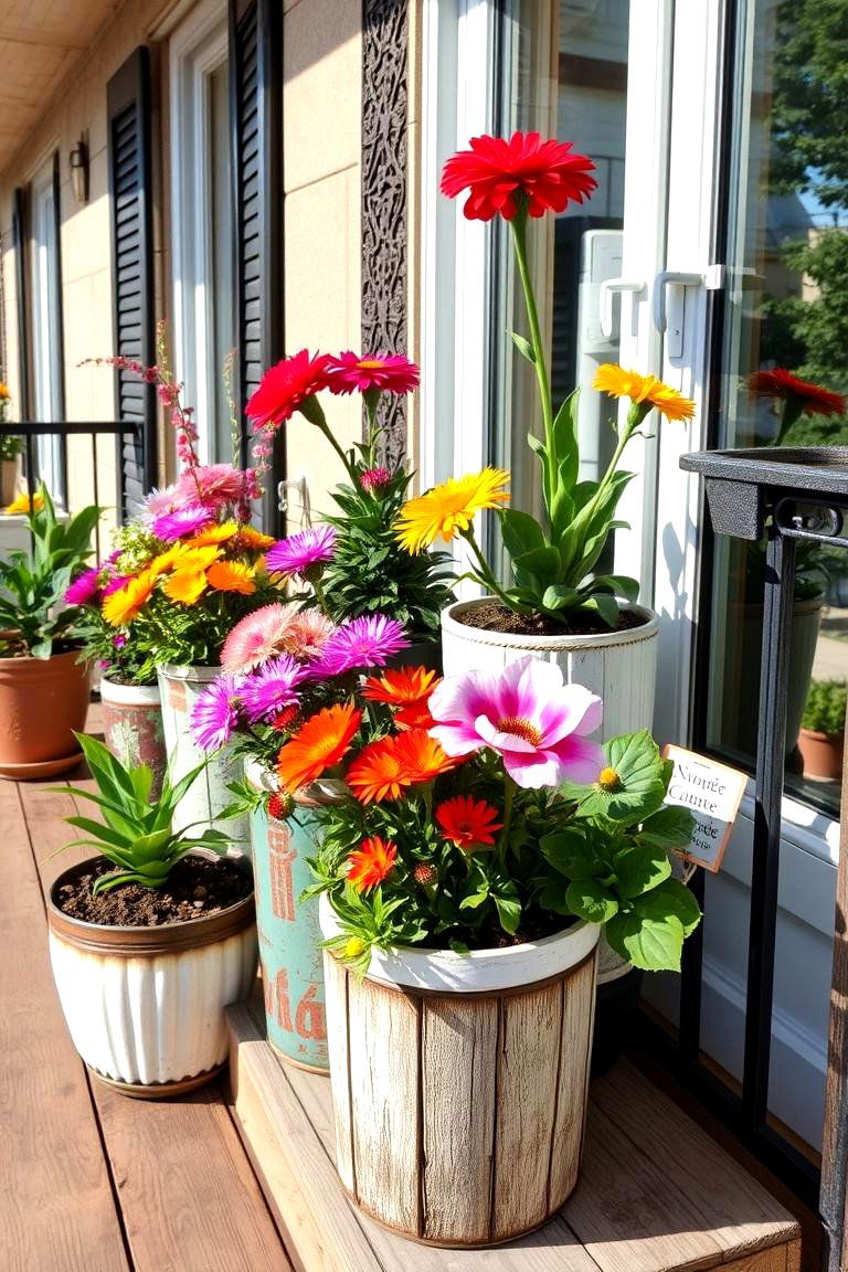 Recycled Planter Art - 24 Green Balcony Ideas