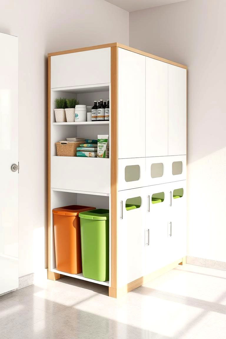 Recycling Center Combo Storage - 24 Garbage Can Storage Ideas