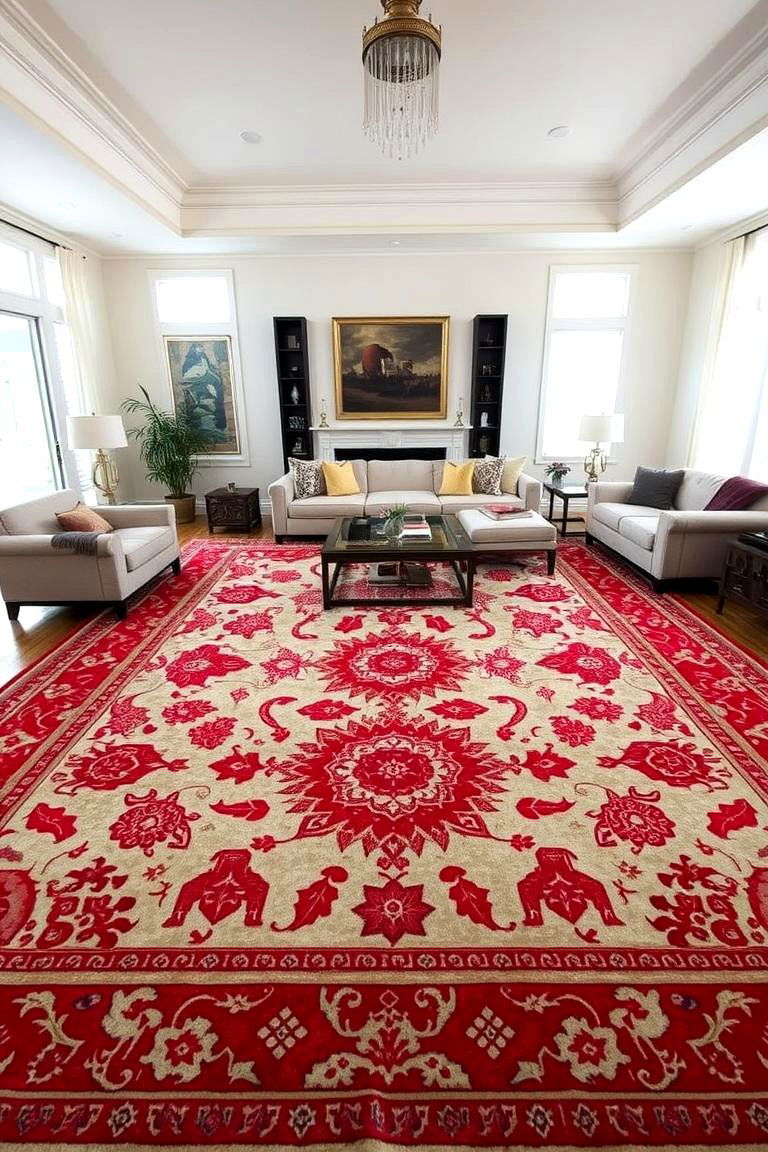 Red Area Rug - 24 Red Living Room Ideas