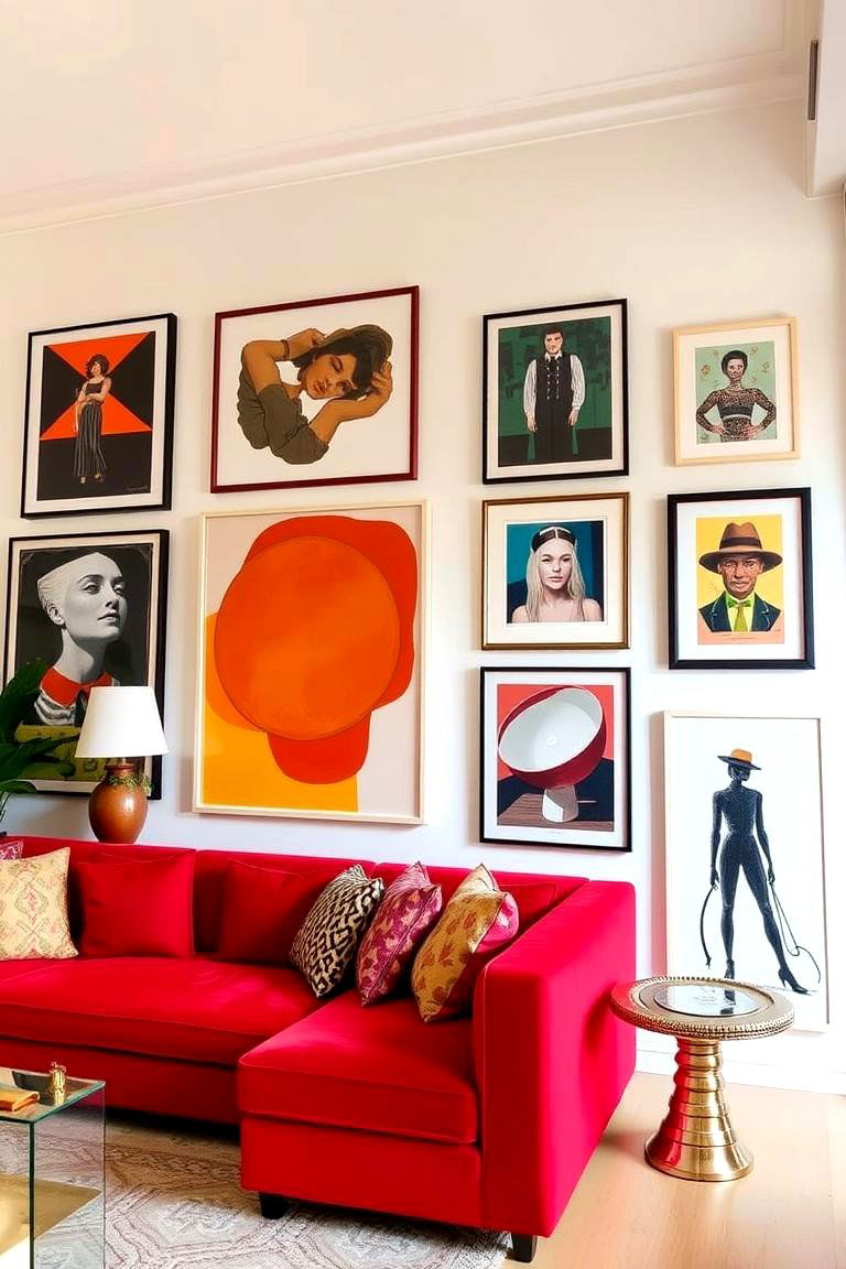 Red Artful Expression - 24 Red Couch Living Room Ideas