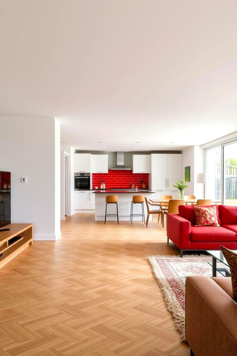 Red Backsplash in an Open Plan Living Room - 24 Red Living Room Ideas
