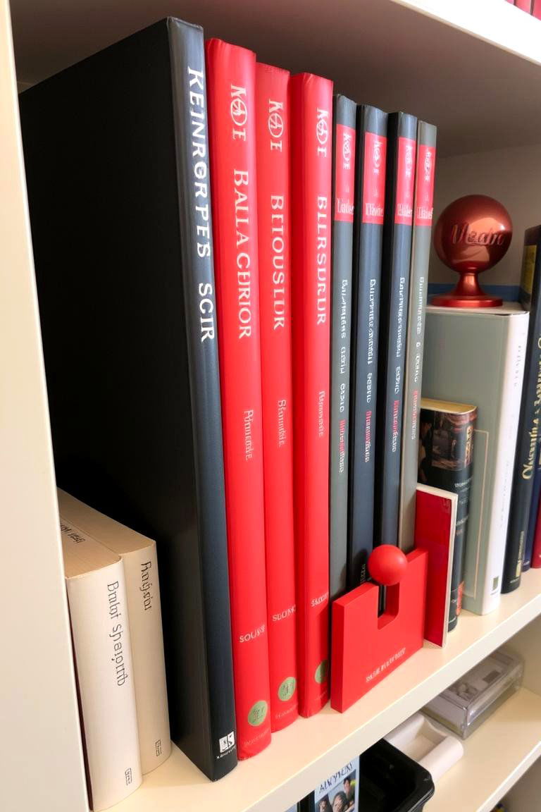 Red Bookshelf or Shelving Decor - 24 Red Living Room Ideas