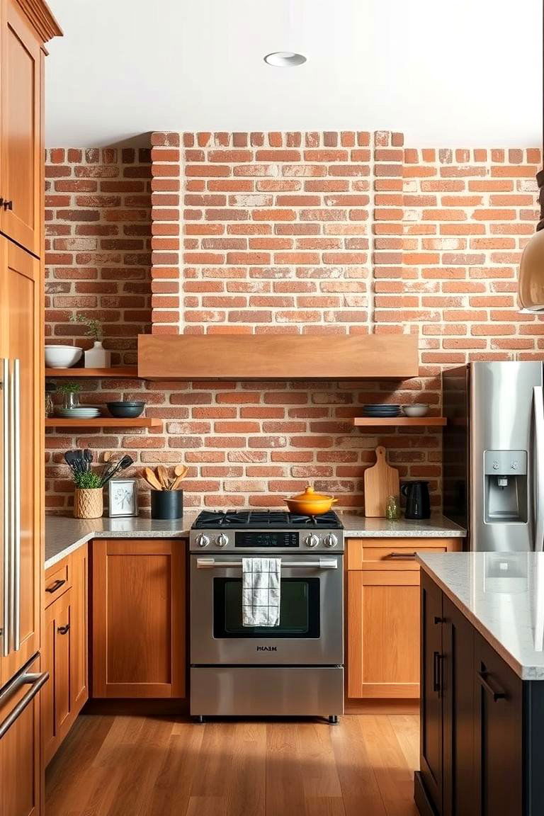 Red Brick Combined with Modern Appliances - 24 Red Brick Kitchen Ideas