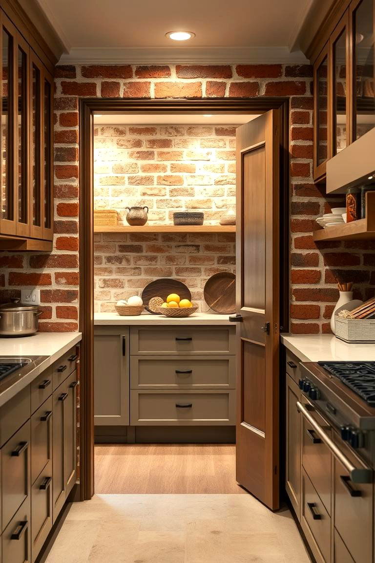 Red Brick for Pantry Door Accents - 24 Red Brick Kitchen Ideas