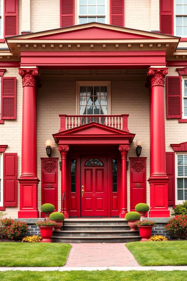 Red Colonial Revival Style - 24 red home exterior ideas