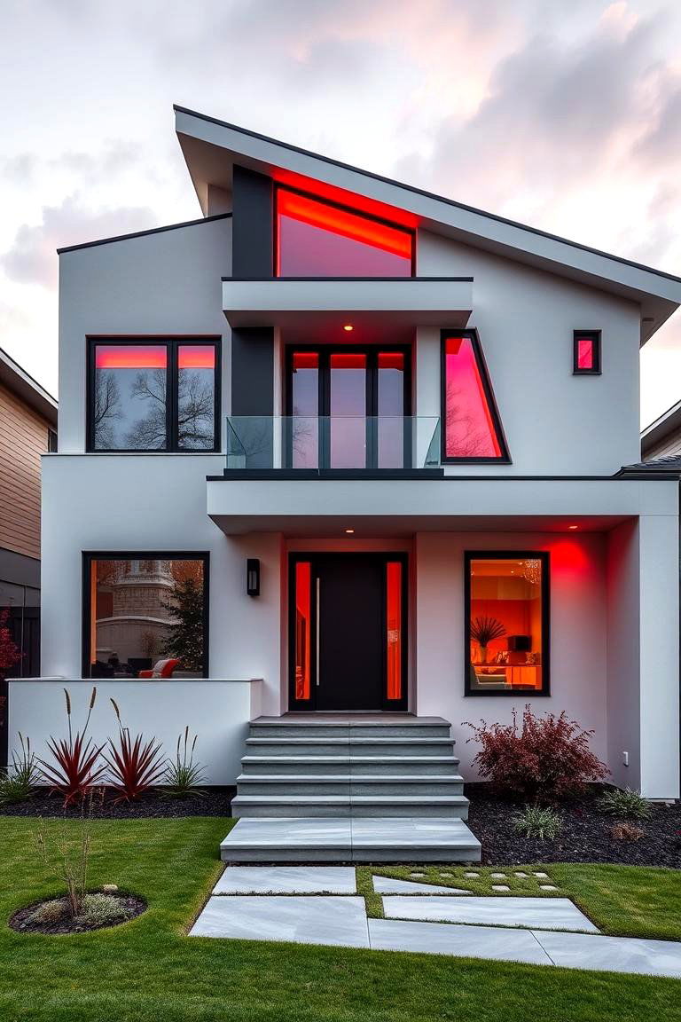Red Custom Modern Expression - 24 red home exterior ideas