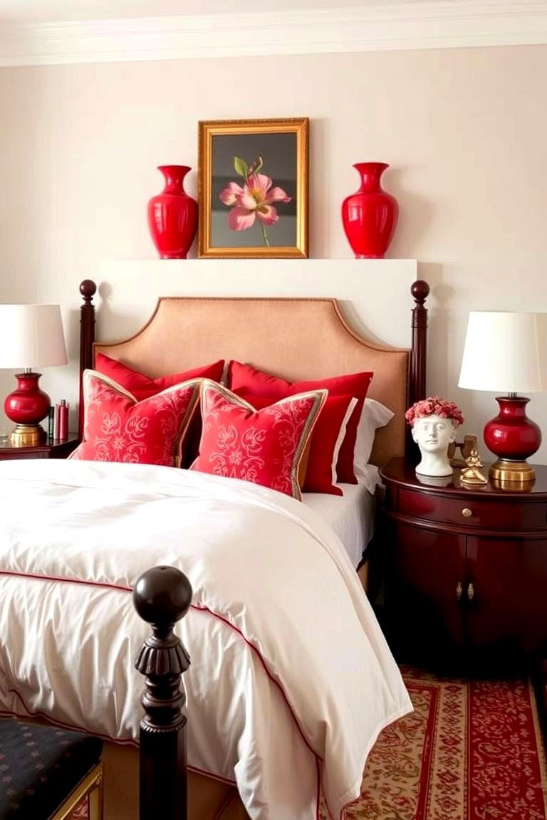 Red Decorative Accessories - 24 Red Bedroom Ideas