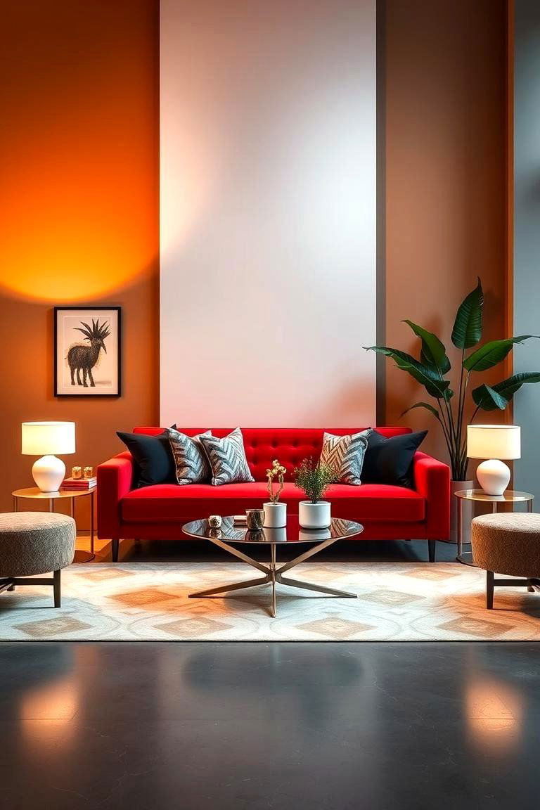 Red Dynamic Duo - 24 Red Couch Living Room Ideas