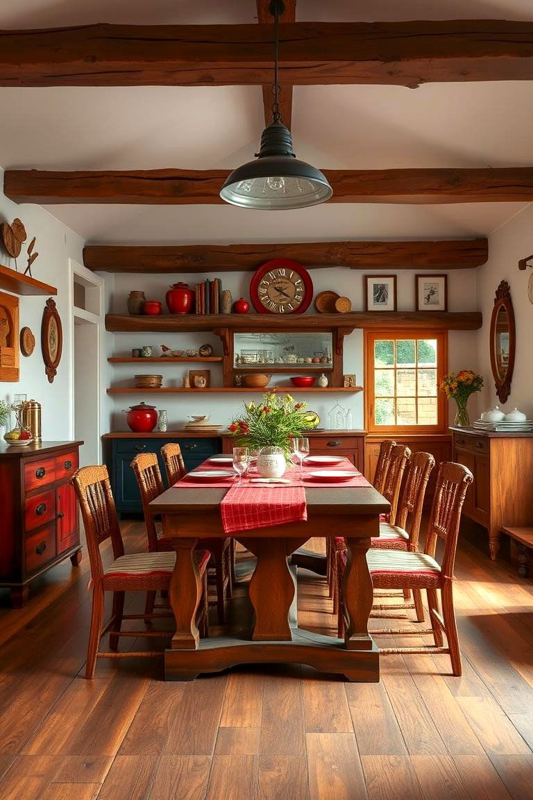 Red Farmhouse Dining Room - 24 Red Dining Room Ideas