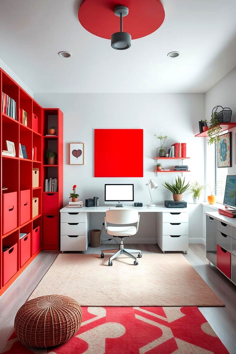Red Focal Point with Modern Decor - 24 Red Boy Room Ideas