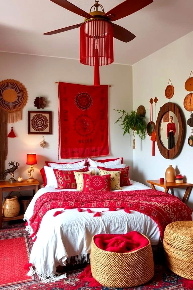 Red Inspired Bohemian Style - 24 Red Bedroom Ideas