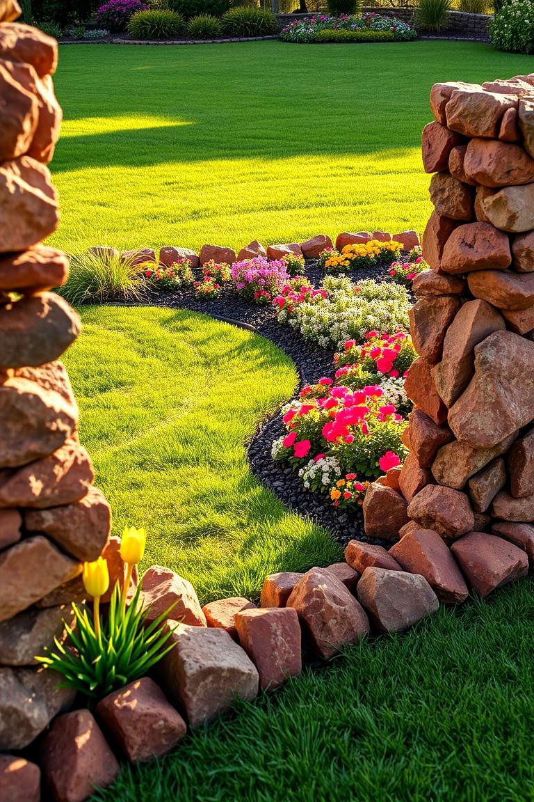 Red Lava Rock Garden Borders - 24 Red Lava Rock Landscaping Ideas