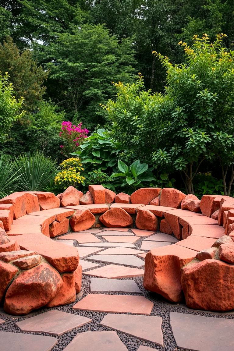 Red Lava Rock Outdoor Seating Area - 24 Red Lava Rock Landscaping Ideas