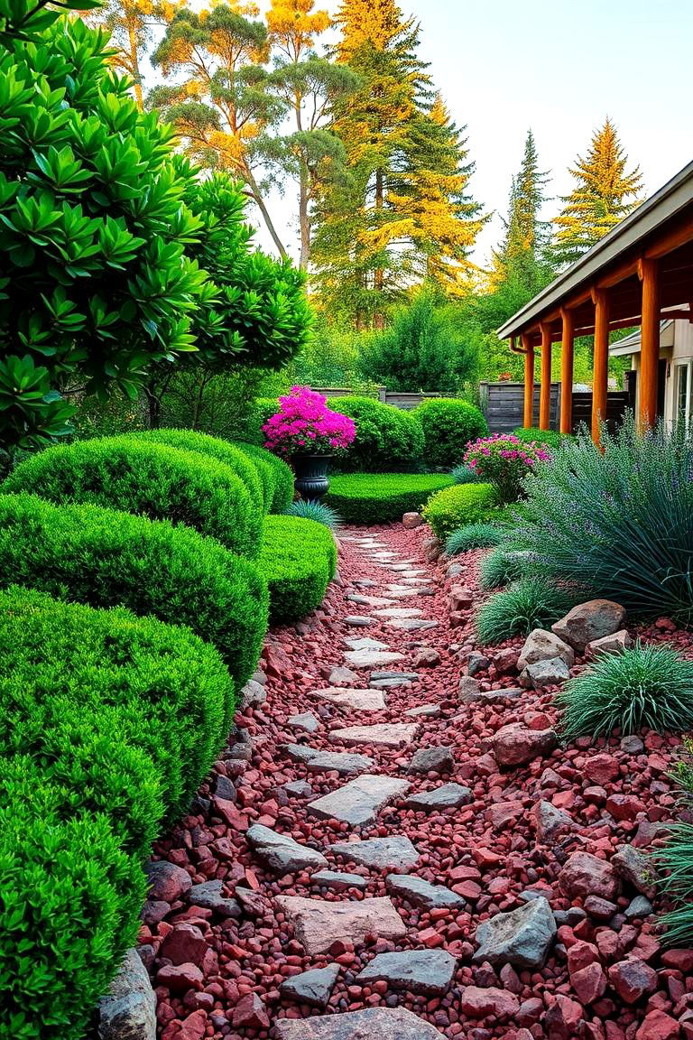 Red Lava Rock Pathway Accents - 24 Red Lava Rock Landscaping Ideas