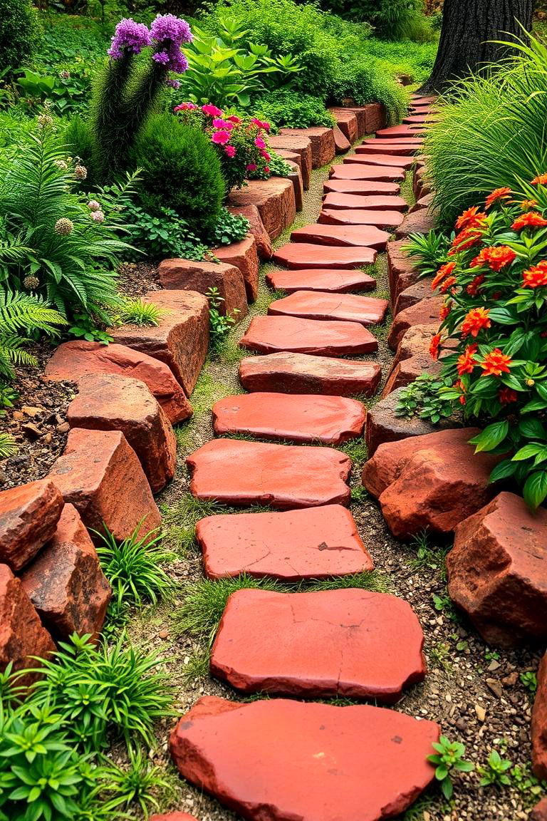 Red Lava Rock Stepping Stones - 24 Red Lava Rock Landscaping Ideas