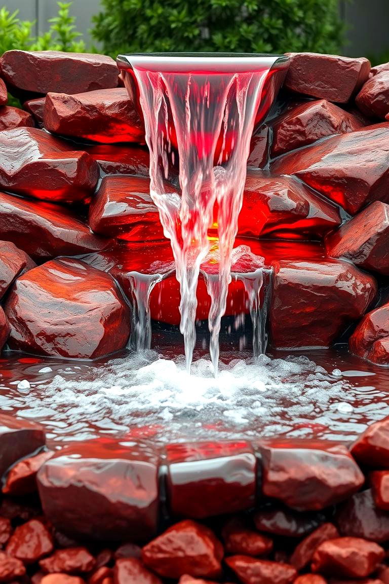 Red Lava Rock Water Feature Base - 24 Red Lava Rock Landscaping Ideas