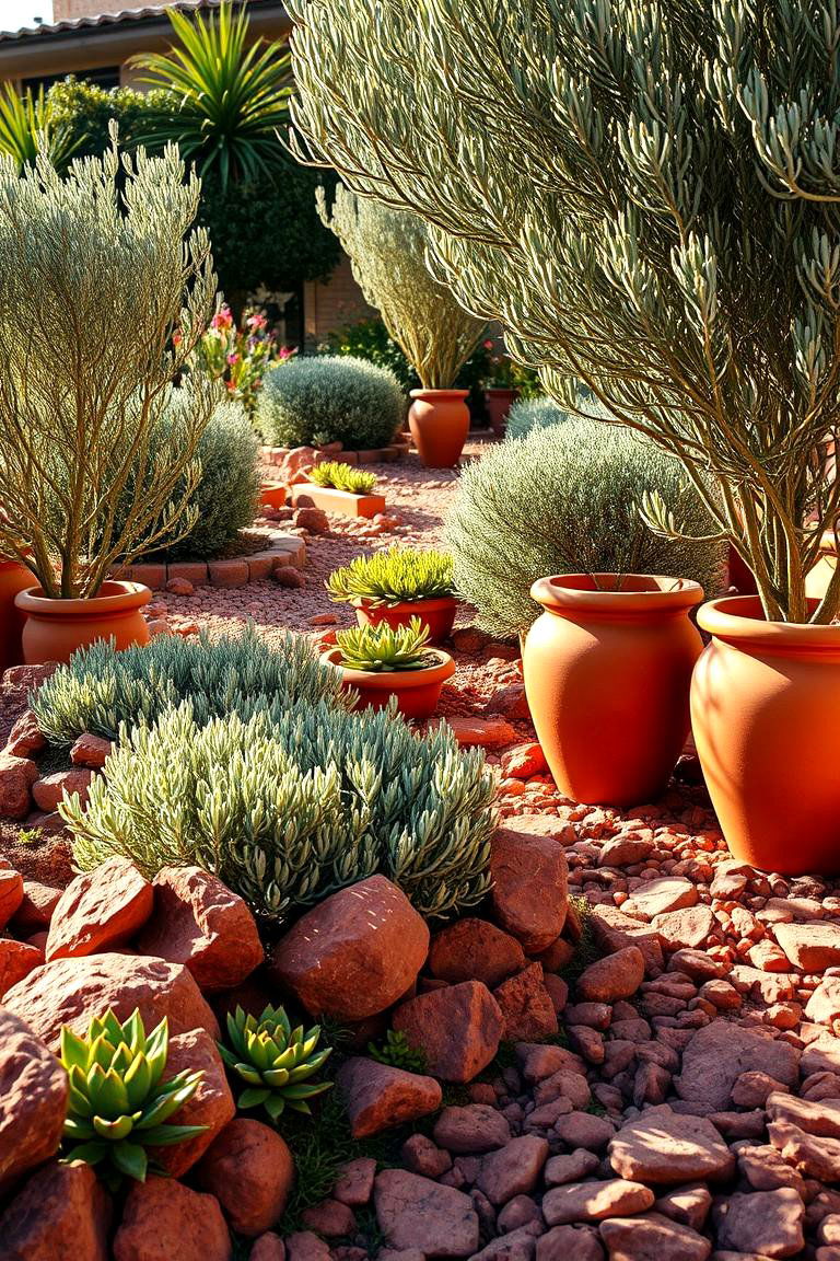 Red Lava Rock in Mediterranean Gardens - 24 Red Lava Rock Landscaping Ideas