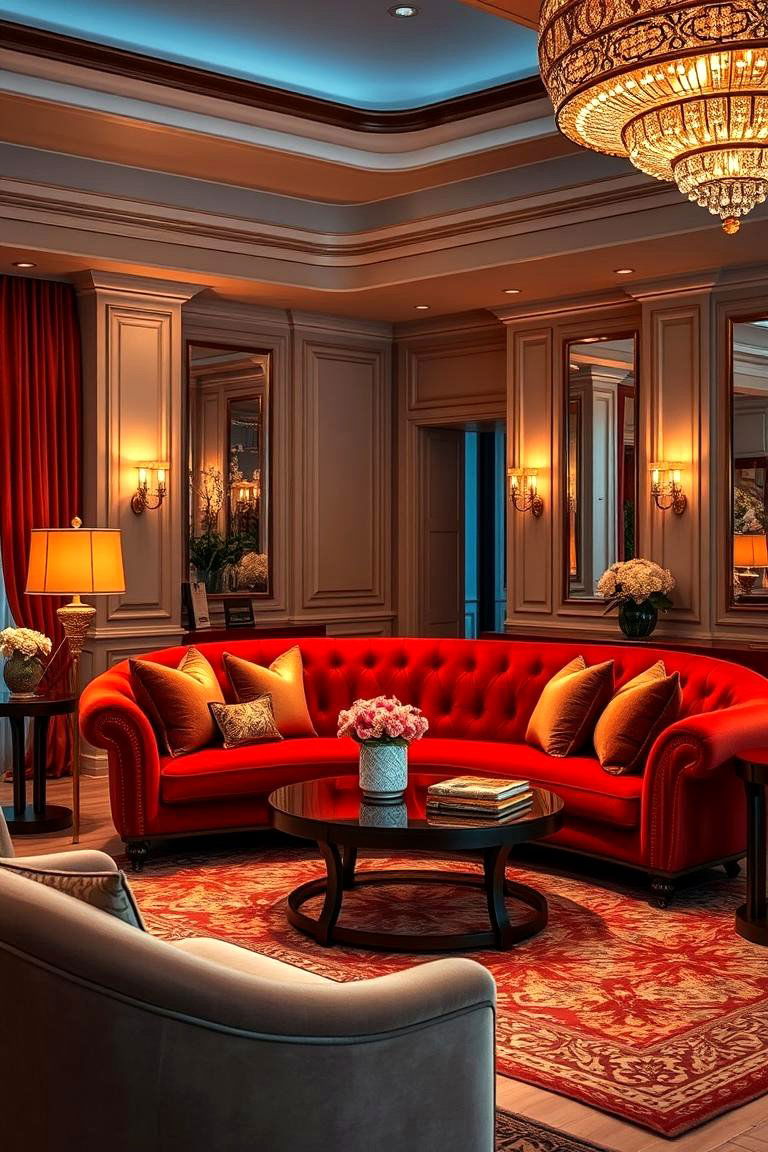Red Luxe Comfort - 24 Red Couch Living Room Ideas
