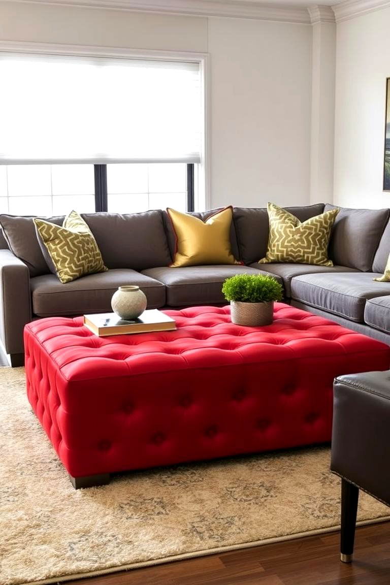 Red Ottoman or Coffee Table - 24 Red Living Room Ideas