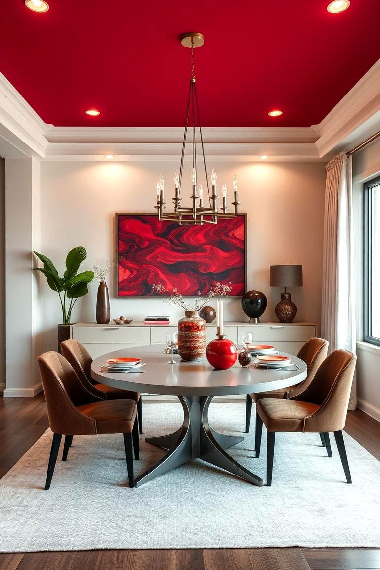 Red Pop of Color Dining Room - 24 Red Dining Room Ideas