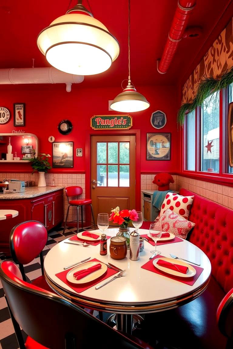 Red Retro Dining Room - 24 Red Dining Room Ideas