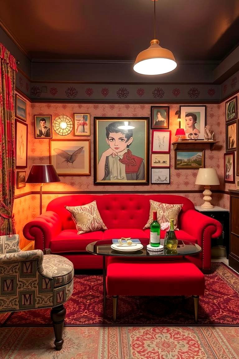 Red Retro Revival - 24 Red Couch Living Room Ideas