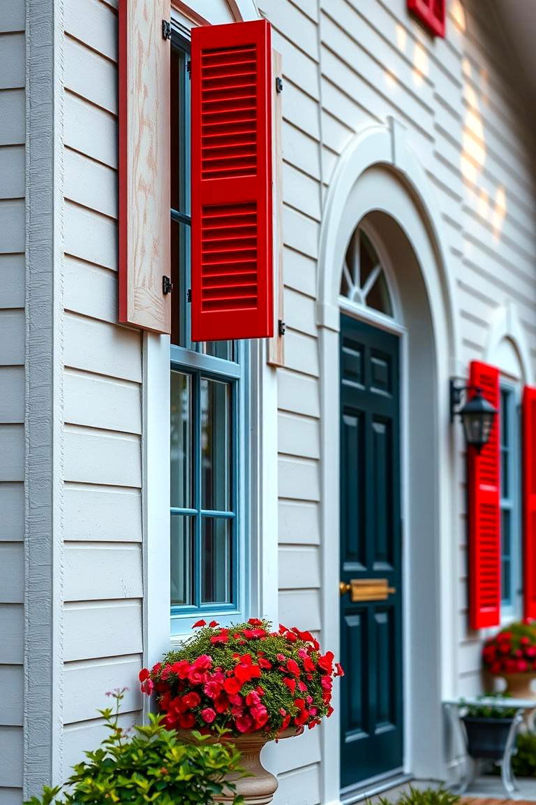 Red Shutter Details - 24 red home exterior ideas